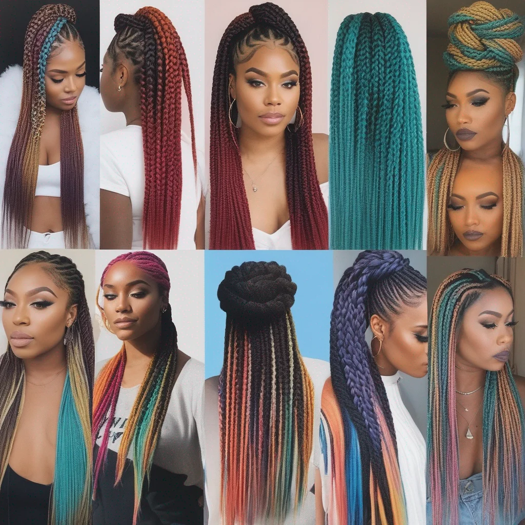 Knotless braids styles with color