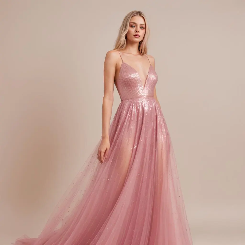 stunning sequin gown in pastel shades.